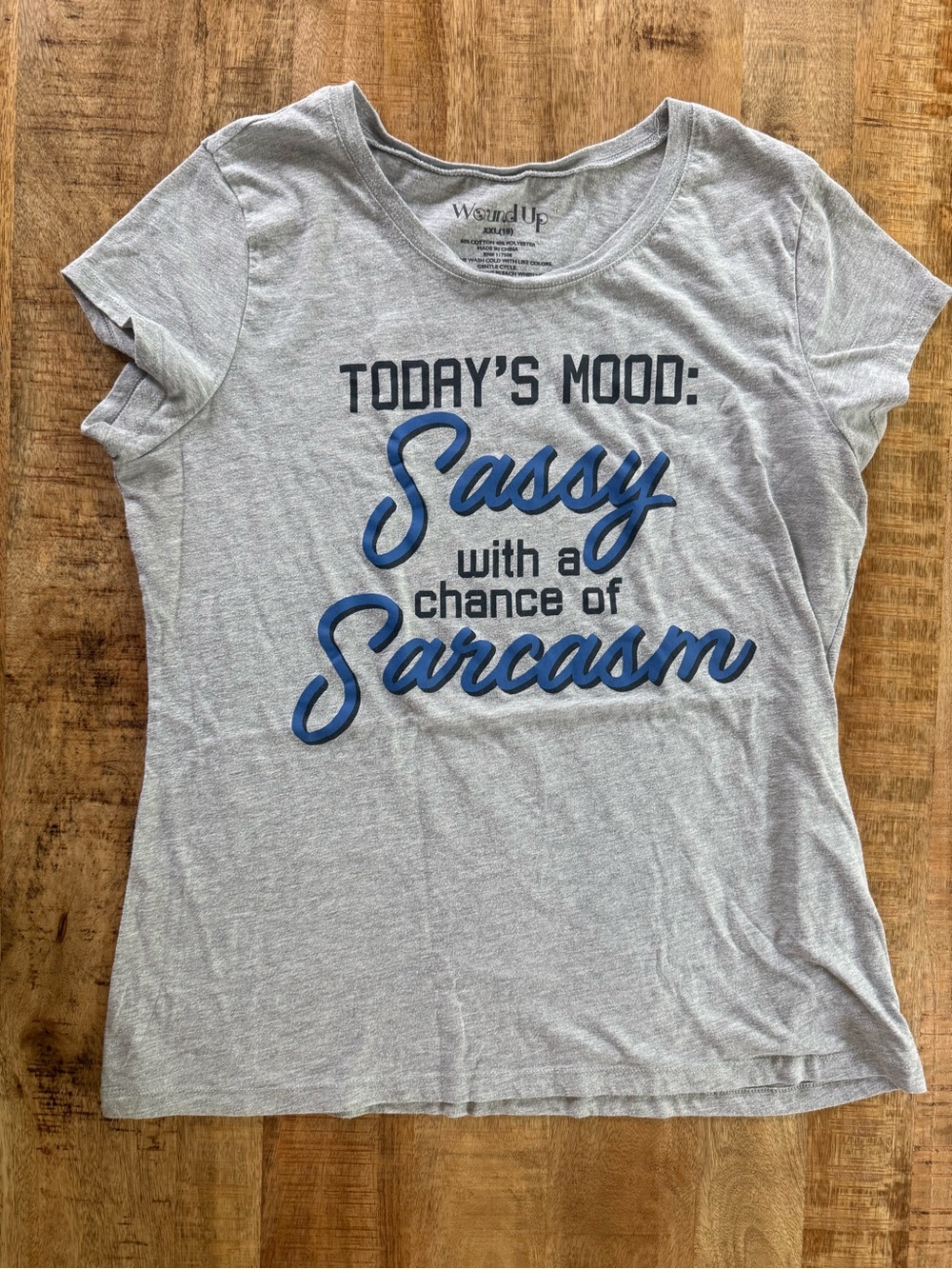 Wound Up Sassy Sarcasm Graphic Tee Women’s XXL Gray Funny Quote Shirt
